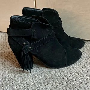 Rag & Bone Harlow Black Heeled Booties with Fringe Detail Size 41